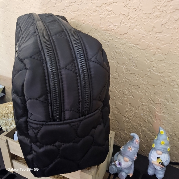 Betsey Johnson Black Quilted Heart Cosmetic Bag - Picture 5 of 7